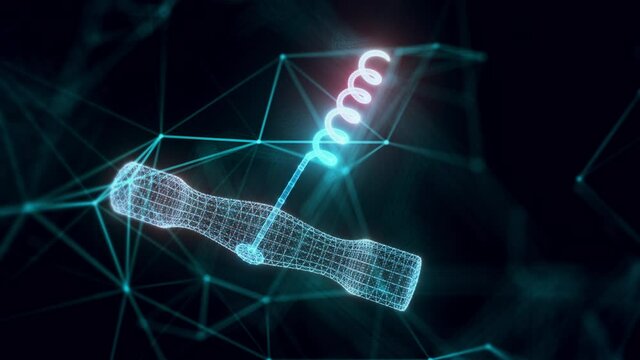 Corkscrew hologram Close up. High quality 4k footage