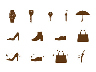 靴　鞄　傘　鍵　アイコンセット
