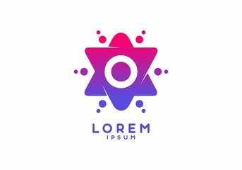 Pink blue gradient color of O initial letter in star shape