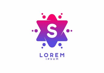 Pink blue gradient color of S initial letter in star shape