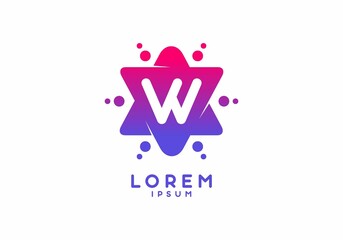 Obraz premium Pink blue gradient color of W initial letter in star shape