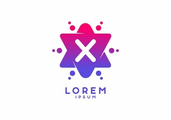 Pink blue gradient color of X initial letter in star shape