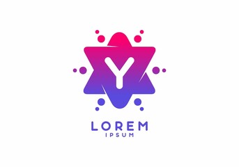 Pink blue gradient color of Y initial letter in star shape