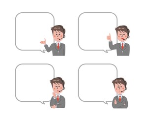 Male operators with various facial expressions to comment_01