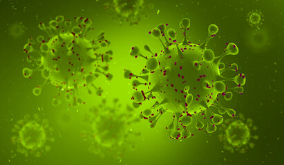 Pathogenic Covid-19 Virus disease outbreak. 3D illustration, 3D rendering