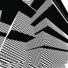 abstract background consists of black and white stripes intersecting at different angles 