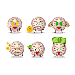 Vanilla biscuit cartoon character with cute emoticon bring money