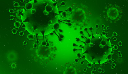 Pathogenic Covid-19 Virus disease outbreak. 3D illustration, 3D rendering	
