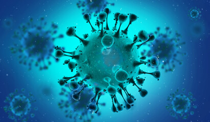 Fototapeta na wymiar Pathogenic Covid-19 Virus disease outbreak. 3D illustration, 3D rendering 