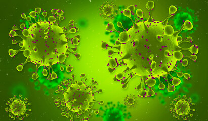Pathogenic Covid-19 Virus disease outbreak. 3D illustration, 3D rendering
