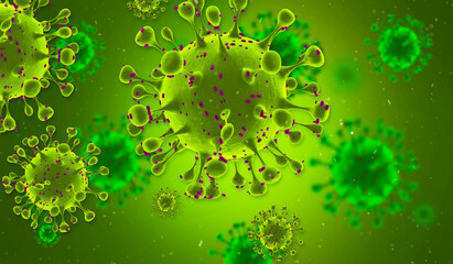 Pathogenic Covid-19 Virus disease outbreak. 3D illustration, 3D rendering	
