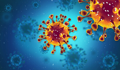 Fototapeta na wymiar Pathogenic Covid-19 Virus disease outbreak. 3D illustration, 3D rendering 