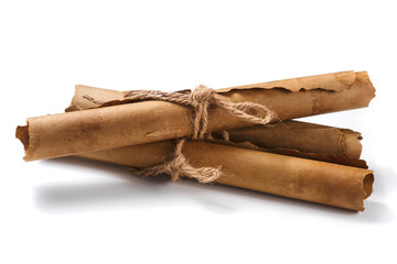 Vintage paper scrolls on a white background