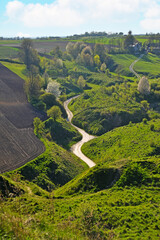 Rural landscape Grodzisko Stradow village in Poland