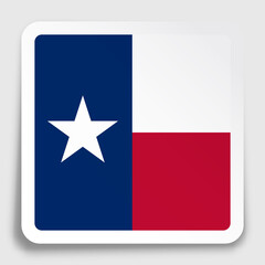 Obraz premium flag of american state of Texas icon on paper square sticker with shadow. Button for mobile application or web. Vector