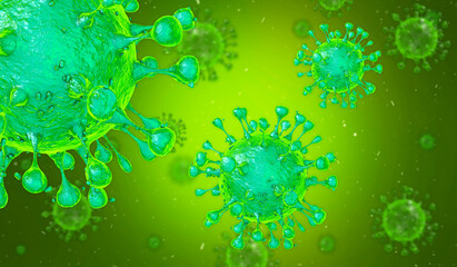 Pathogenic Covid-19 Virus disease outbreak. 3D illustration, 3D rendering	
