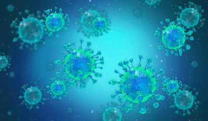Foto op Aluminium Pathogene Covid-19 Virusziekte-uitbraak. 3D illustratie, 3D-rendering © wichuda
