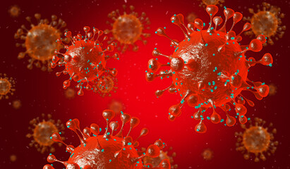 Obraz premium Pathogenic Covid-19 Virus disease outbreak. 3D illustration, 3D rendering