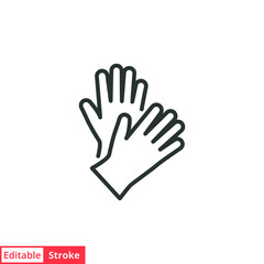 Latex hand gloves line icon. Simple outline style. Medical, cleaning, rubber, surgeon, chemical, safety proyective concept. Vector illustration isolated on white background. Editable stroke EPS 10.
