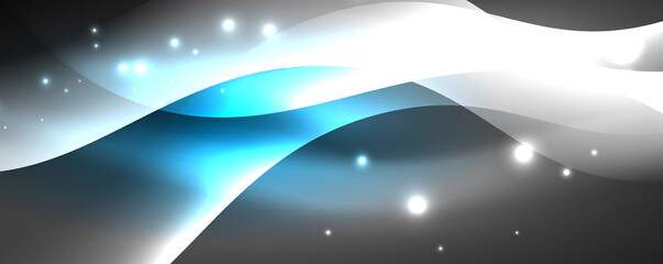 Shiny glowing neon wave, light lines abstract background. Magic energy and motion concept. Vector wallpaper template