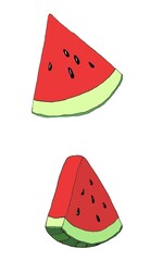 The Watermelon drawing is made in black liner