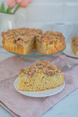 Sweet home made rhubarb vanilla pie on a table