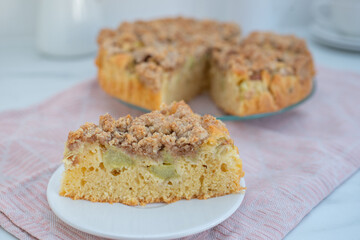 Sweet home made rhubarb vanilla pie on a table