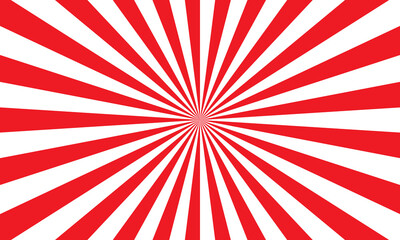 Red white color burst background. Rays background in retro style. Vector.