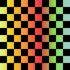 Black and rainbow squares seamless pattern.Checkered flag. Vector illustration.	