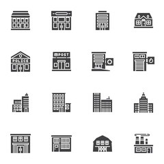 City buildings vector icons set