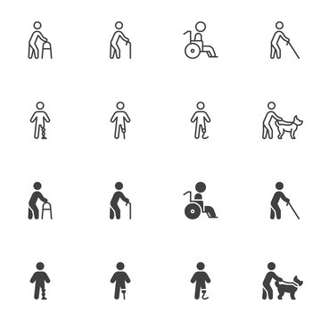 Disabled people icon set