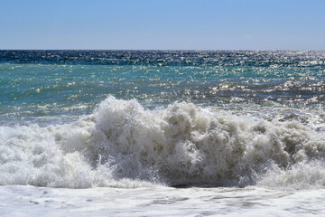 Abstract background. Waves of water of the sea during high tide and low tide. Whirlpools of the...