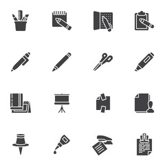 Office supplies vector icons set