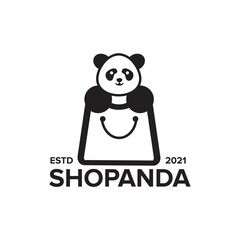 Shopping panda logo design template