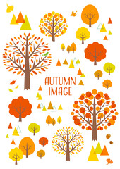 紅葉の秋の木　イラスト