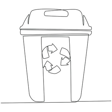 Continuous Line Drawing Of Trash Can Vector Illustration