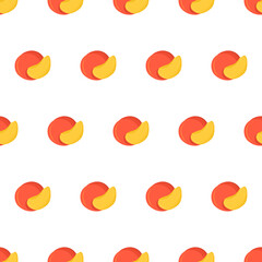 Hand drawn seamless pattern with whole and sliced nectarine for background design. Vector isolated illustration.
