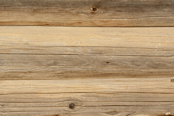 Light brown natural wooden log wall texture closeup