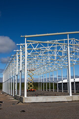 Fototapeta premium white painted steel frame construction site