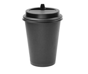 Black paper coffee cup isolated on a white background.. Black tea cup isolated.Blank mockup