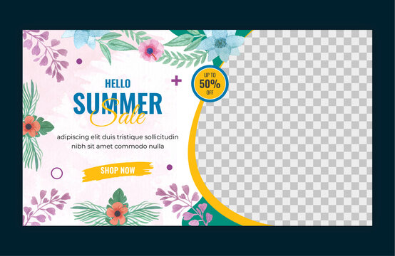 summer sale horizontal banner template, 100% Editable
