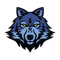 Fototapeta premium Angry Wolf Head Logo Sports Mascot Design Vector Illustration