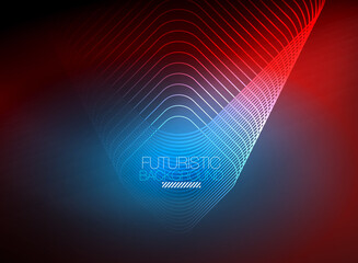 Neon color square shape lines abstract background. Shiny magic energy and motion concept, vector abstract wallpaper background