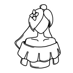 Bride Doodle vector icon. Drawing sketch illustration hand drawn cartoon line eps10