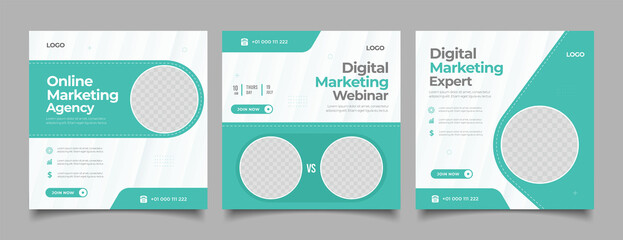 Editable Post Template Social Media Banners for Digital Marketing.	