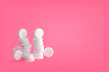 White set of medical pill icons close-up. 
 Medicines Tablets are a concept of medicine,...