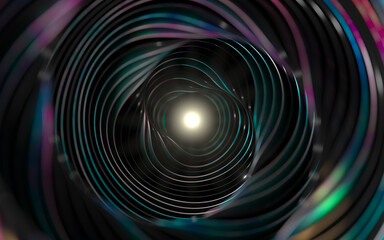 Flowing curves with black background, 3d rendering.