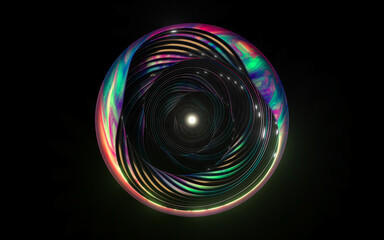 Flowing curves with black background, 3d rendering.