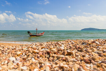 Traditional fishing boat anchored in the sea