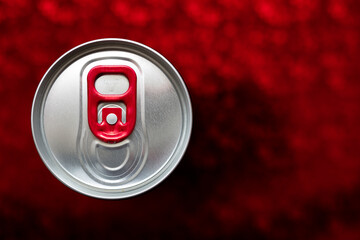 Closeup of easy-opening stay-tab on aliminium